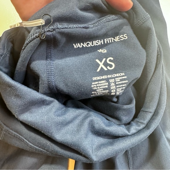 Vanquish Fitness Navy Blue Mesh Pocket Sides HiRise Activewear Leggings NWOT XS - Picture 11 of 15